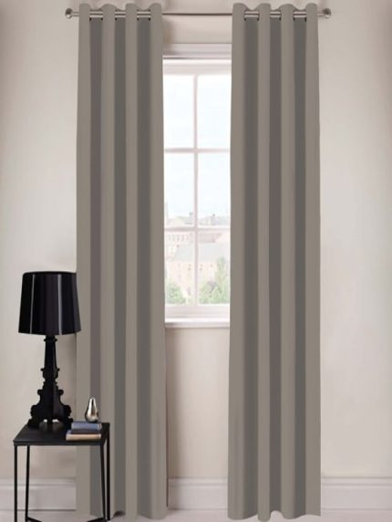 Opaque - Greige Plain Eyelet Curtain