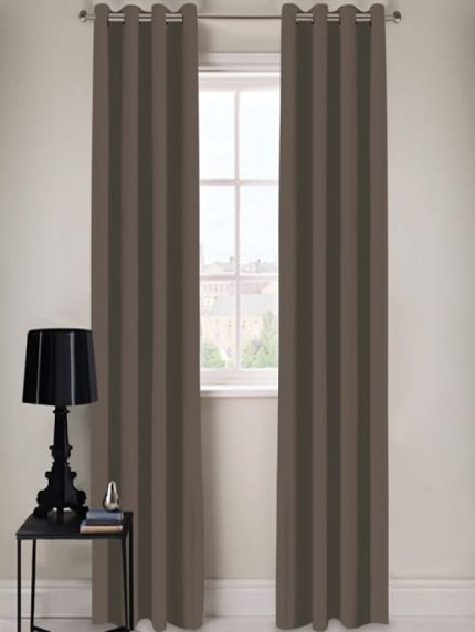 Opaque - Chest Nut Plain Eyelet Curtain